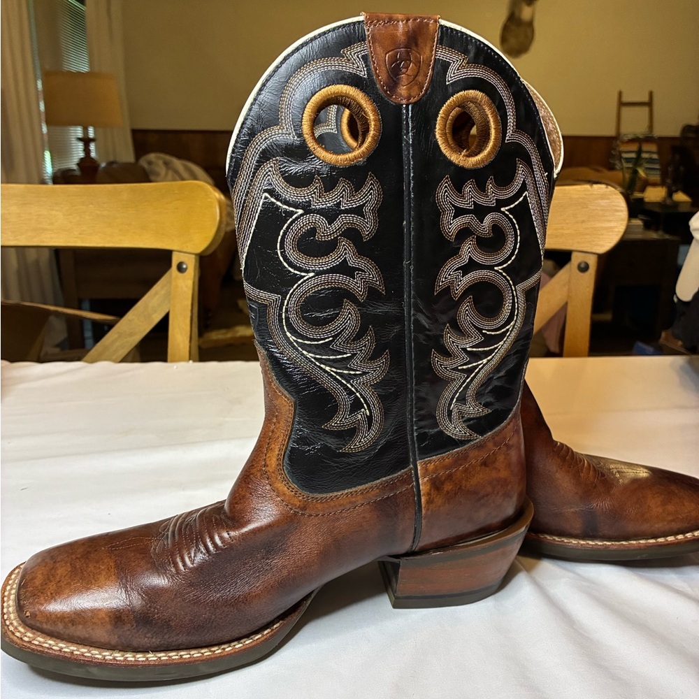 Ariat Crossfire Men’s Western Cowboy Boots Brown Leather Black Shaft Size 8.5 D